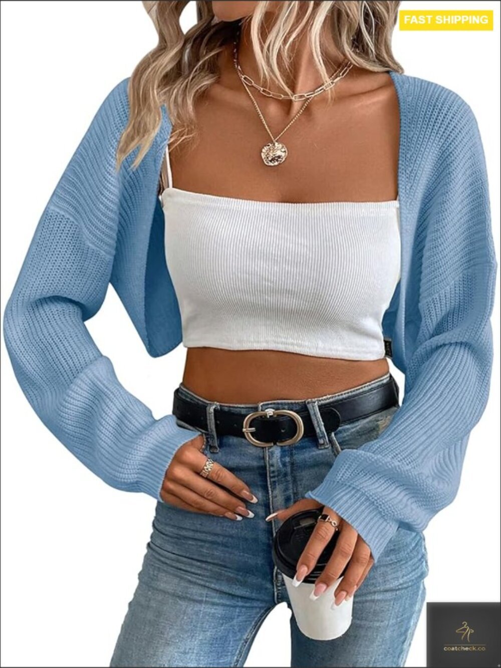 Cropped Cardigan Shrug Long Sleeve Open Front Knit Bolero for Dresses